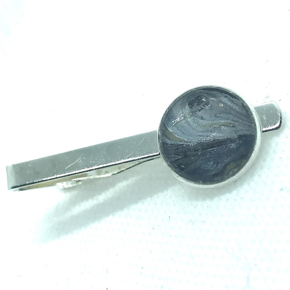 Tie clip pin silver plated 16mm handcrafted dome